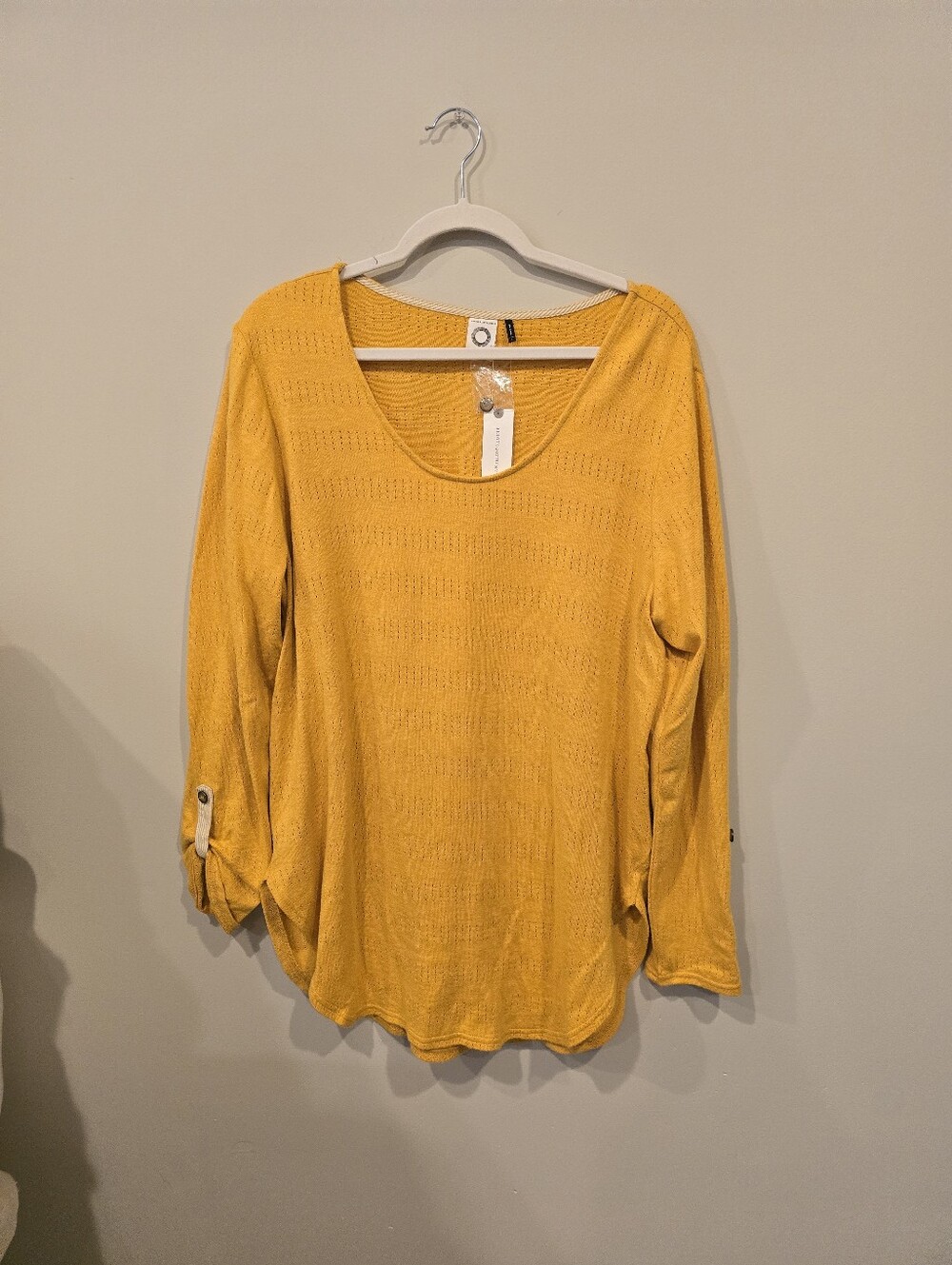 Anthropologie Scoop Neck Long Sleeve Top - Mustard